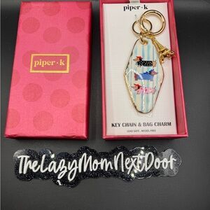 Piper K Gold and Blue Key Chain & Bag Charm